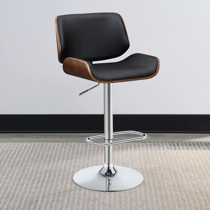 Folsom Upholstered Adjustable Bar Stool Black and Chrome - Walo Furniture 