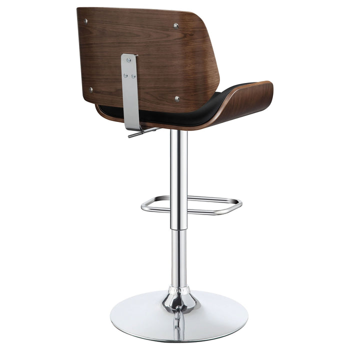 Folsom Upholstered Adjustable Bar Stool Black and Chrome - Walo Furniture 