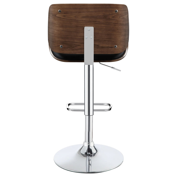 Folsom Upholstered Adjustable Bar Stool Black and Chrome - Walo Furniture 