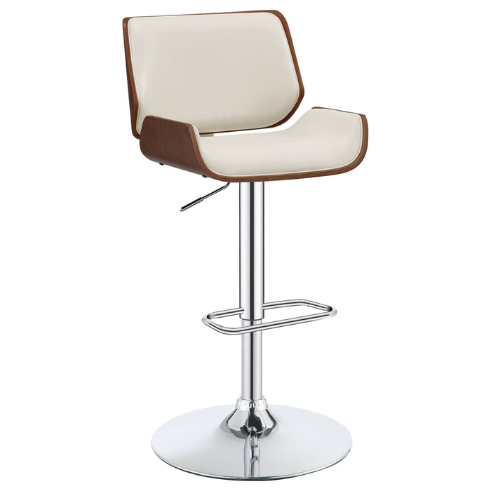 Folsom Upholstered Adjustable Bar Stool Ecru and Chrome - Walo Furniture 