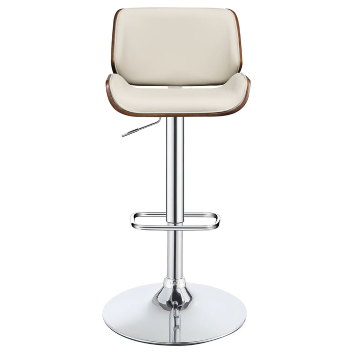 Folsom Upholstered Adjustable Bar Stool Ecru and Chrome - Walo Furniture 