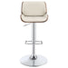 Folsom Upholstered Adjustable Bar Stool Ecru and Chrome - Walo Furniture 