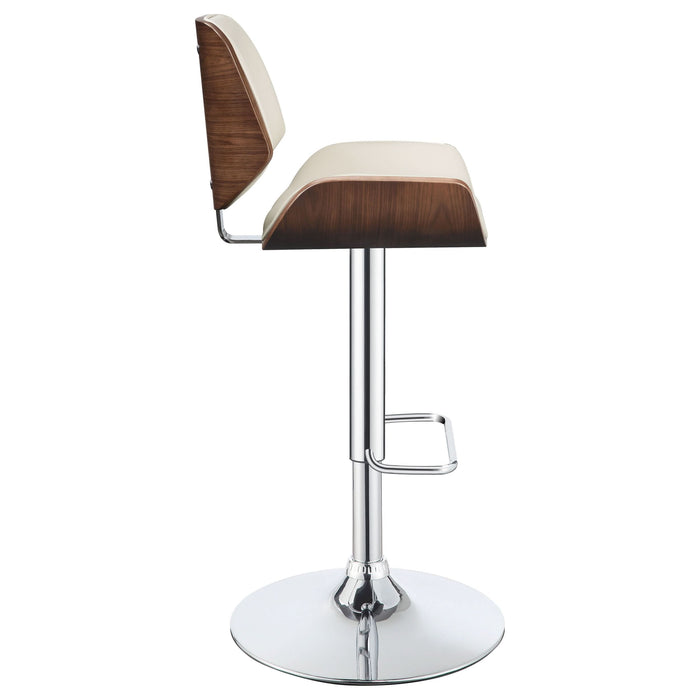 Folsom Upholstered Adjustable Bar Stool Ecru and Chrome - Walo Furniture 