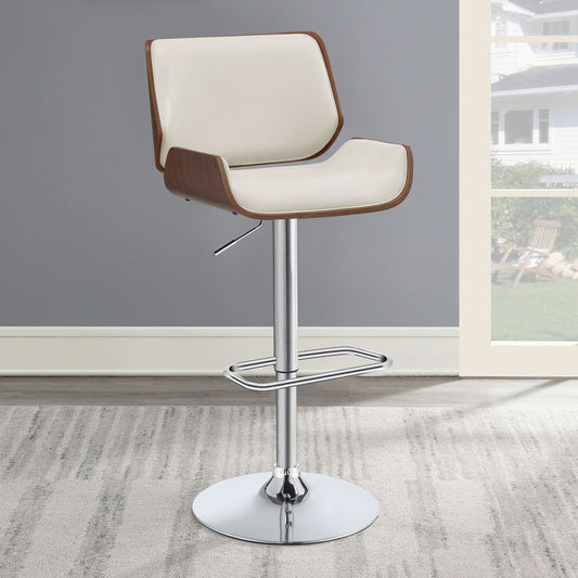 Folsom Upholstered Adjustable Bar Stool Ecru and Chrome - Walo Furniture 