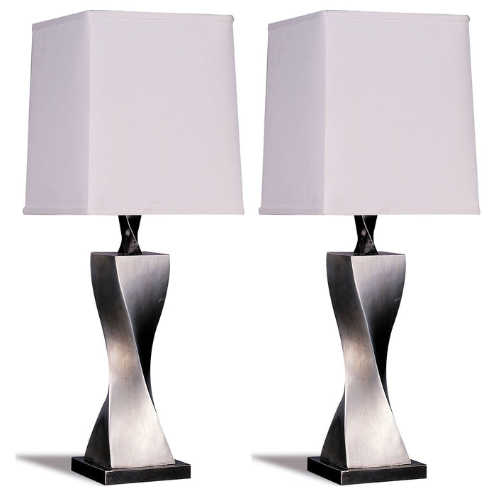 Keene 30-inch Tapered Shade Table Lamp Silver (Set of 2) - Walo Furniture 