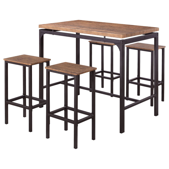 Santana 5-piece Pub Height Bar Table Set Weathered Chestnut - Walo Furniture 