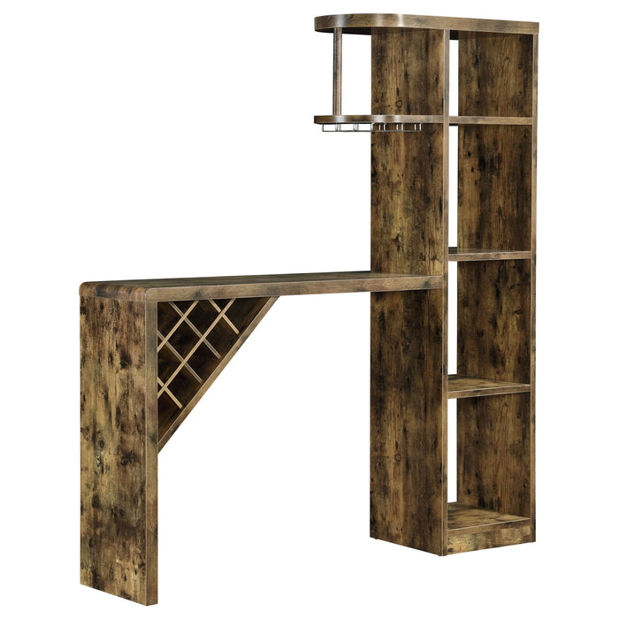 Belvedere 5-shelf Home Bar Table Wine Storage Rustic Nutmeg - Walo Furniture 