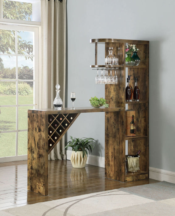 Belvedere 5-shelf Home Bar Table Wine Storage Rustic Nutmeg - Walo Furniture 