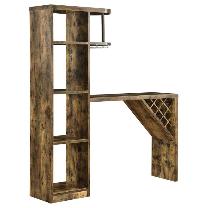 Belvedere 5-shelf Home Bar Table Wine Storage Rustic Nutmeg - Walo Furniture 