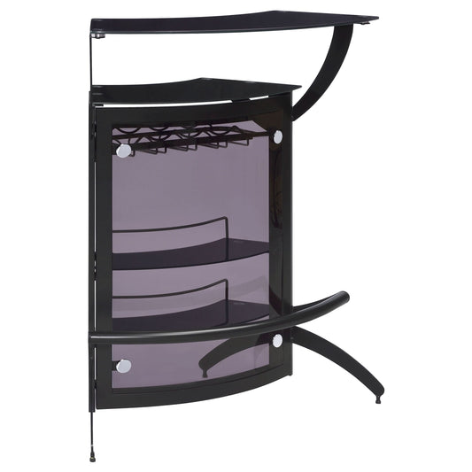 Dallas 2-shelf Curved Freestanding Home Bar Cabinet Black - Walo Furniture 