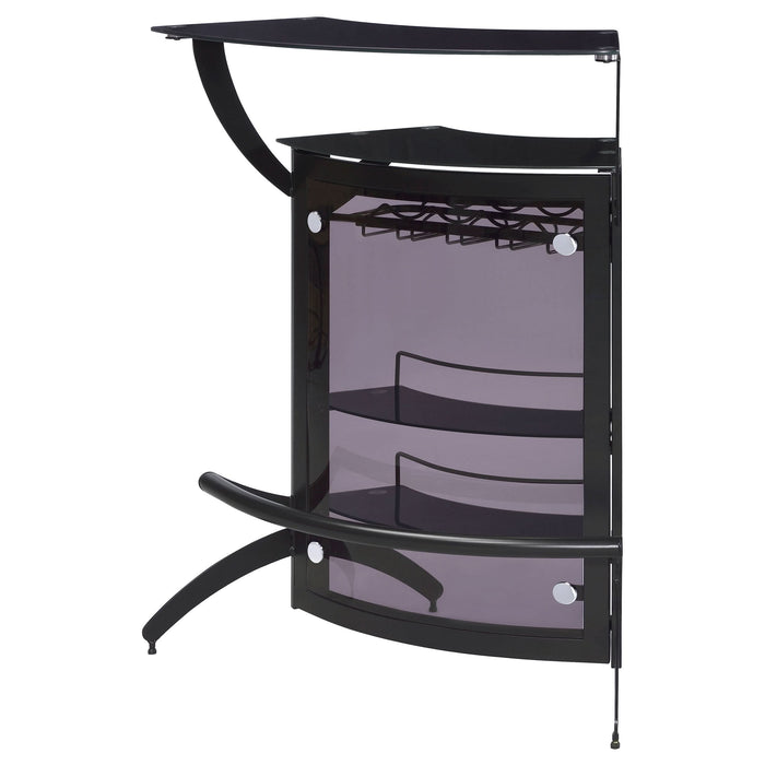 Dallas 2-shelf Curved Freestanding Home Bar Cabinet Black - Walo Furniture 