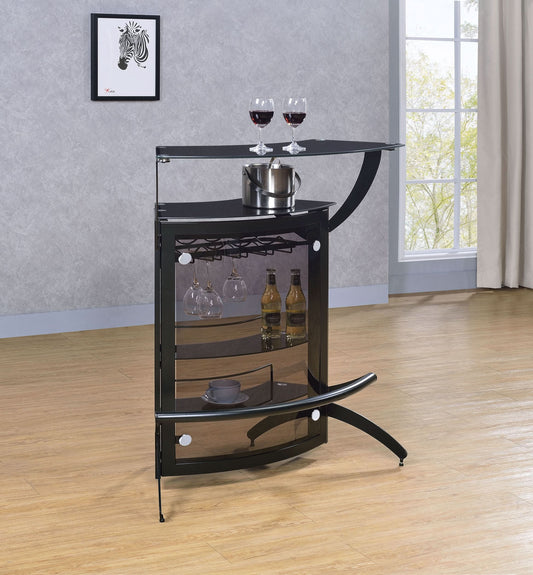 Dallas 2-shelf Curved Freestanding Home Bar Cabinet Black - Walo Furniture 