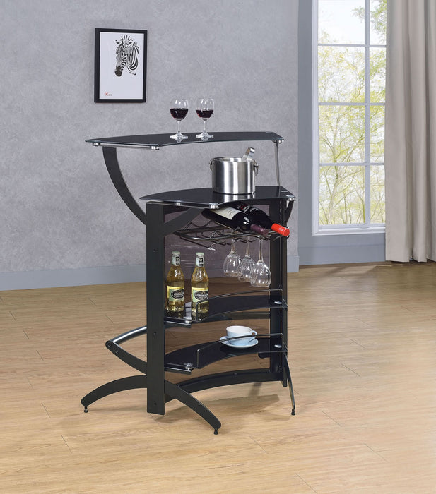 Dallas 2-shelf Curved Freestanding Home Bar Cabinet Black - Walo Furniture 