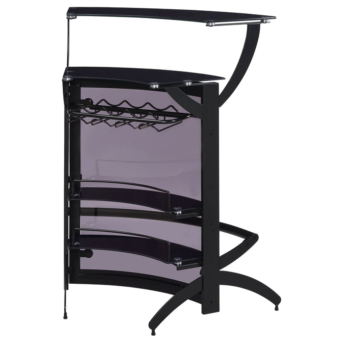 Dallas 2-shelf Curved Freestanding Home Bar Cabinet Black - Walo Furniture 