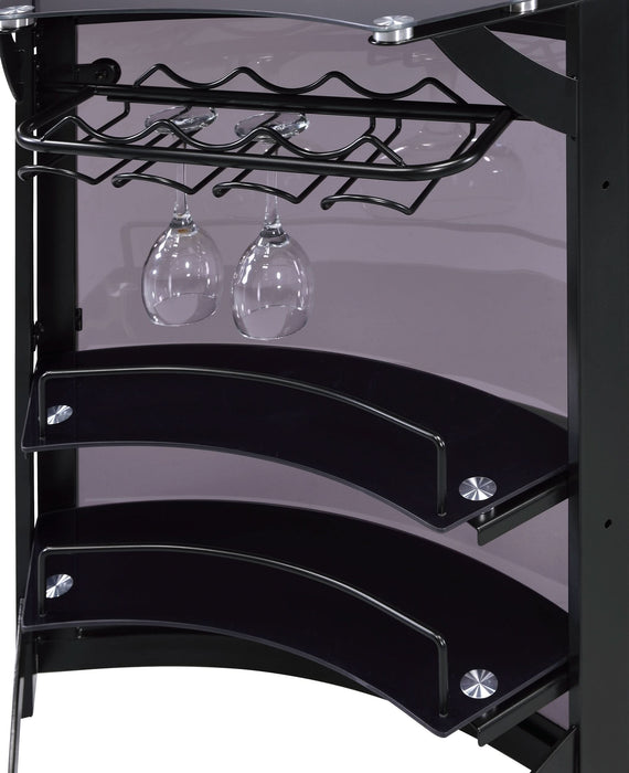 Dallas 2-shelf Curved Freestanding Home Bar Cabinet Black - Walo Furniture 