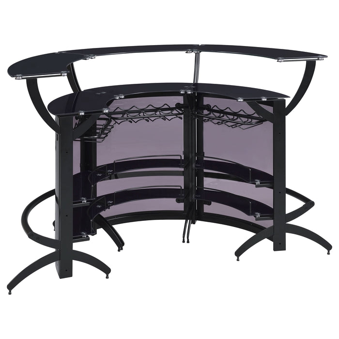 Dallas 3-piece Curved Freestanding Home Bar Cabinet Black - Walo Furniture 