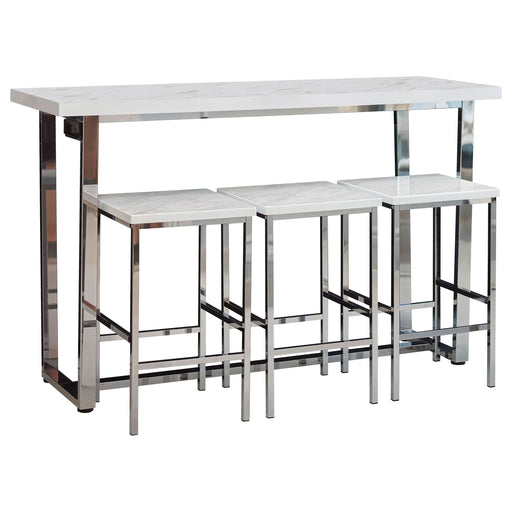 Marmot 4-piece Rectangular Counter Height Table Set Chrome - Walo Furniture 