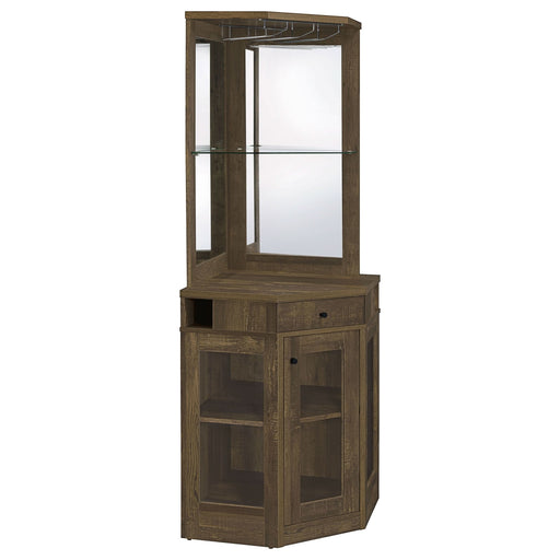 Alviso 1-drawer Corner Home Bar Wine Cabinet Rustic Oak - Walo Furniture 