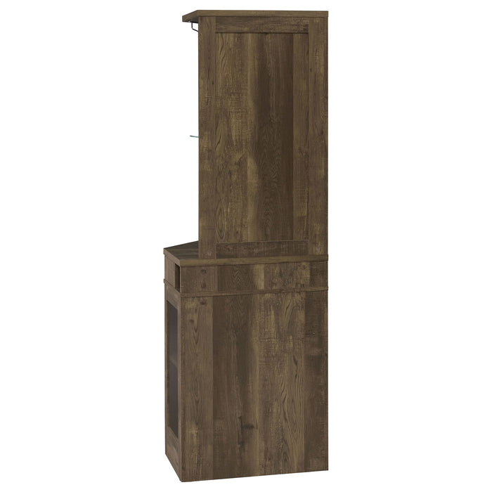 Alviso 1-drawer Corner Home Bar Wine Cabinet Rustic Oak - Walo Furniture 