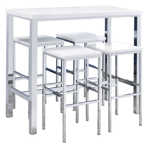 Natividad 5-piece Pub Height Bar Table Set White High Gloss - Walo Furniture 