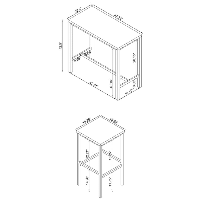 Natividad 5-piece Pub Height Bar Table Set White High Gloss - Walo Furniture 