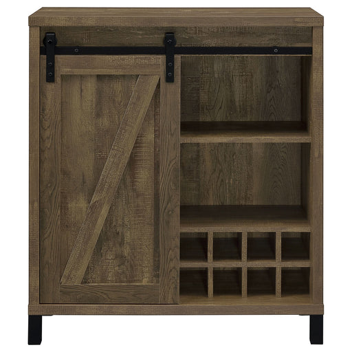 Arlington Sliding Door Home Bar Wine Cabinet Rustic Oak - Walo Furniture 