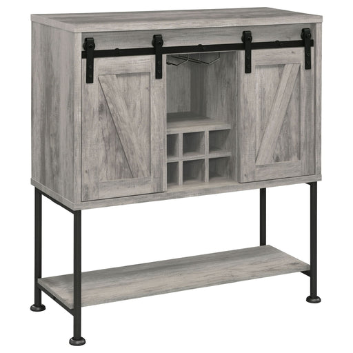 Claremont Sliding Door Home Bar Wine Cabinet Grey Driftwood - Walo Furniture 