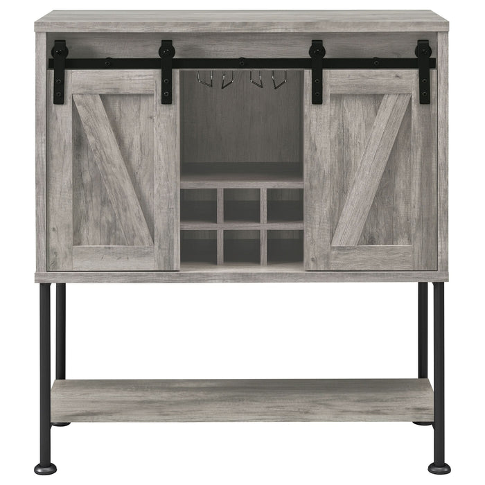 Claremont Sliding Door Home Bar Wine Cabinet Grey Driftwood - Walo Furniture 