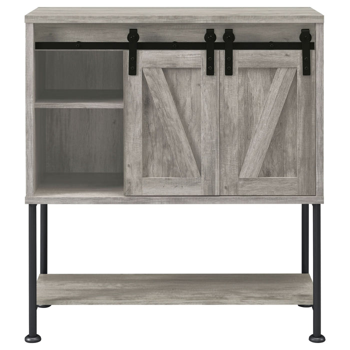 Claremont Sliding Door Home Bar Wine Cabinet Grey Driftwood - Walo Furniture 