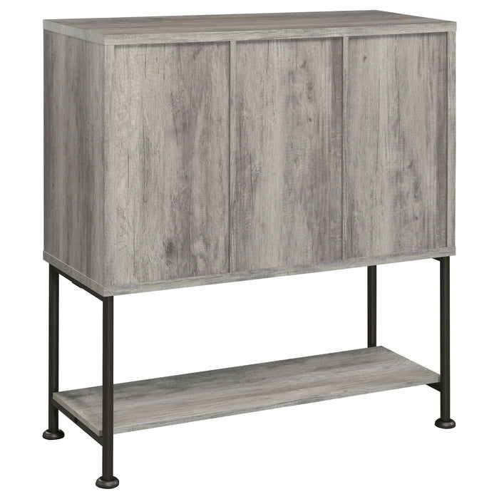 Claremont Sliding Door Home Bar Wine Cabinet Grey Driftwood - Walo Furniture 