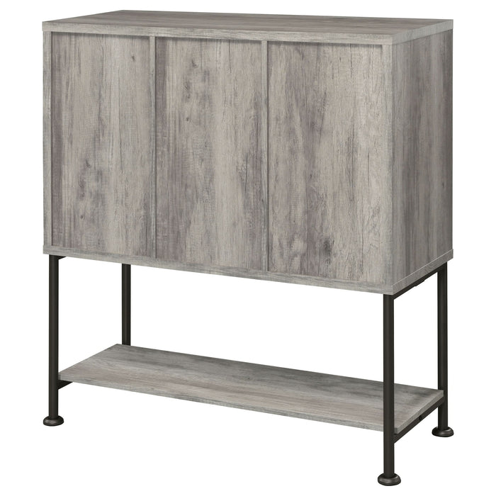 Claremont Sliding Door Home Bar Wine Cabinet Grey Driftwood - Walo Furniture 