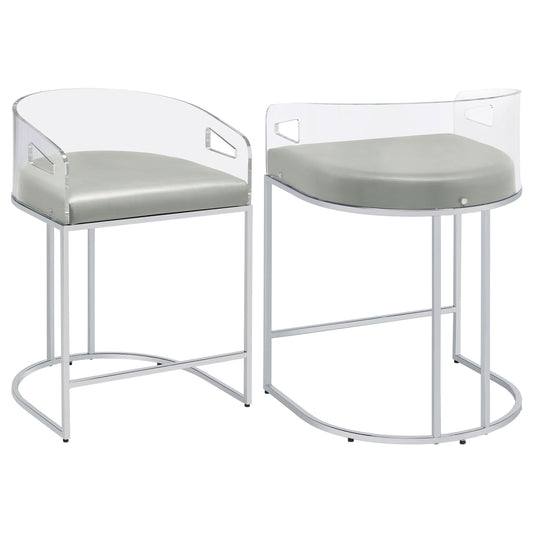 Thermosolis Clear Acrylic Counter Chair Chrome (Set of 2) - Walo Furniture 