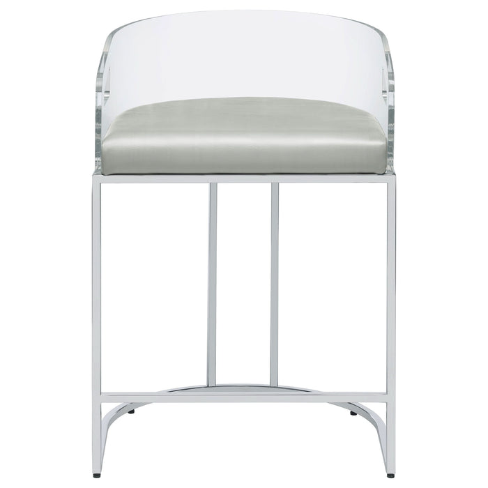 Thermosolis Clear Acrylic Counter Chair Chrome (Set of 2) - Walo Furniture 