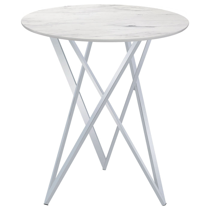 Bexter Round 35-inch Faux Marble Bistro Bar Table Chrome