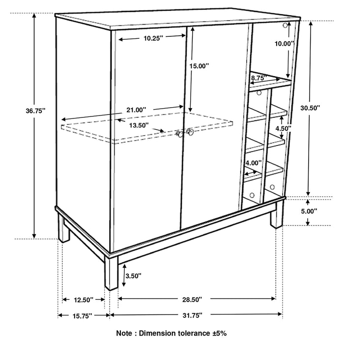 Cheyenne 2-door Home Bar Wine Cabinet Weathered Acacia