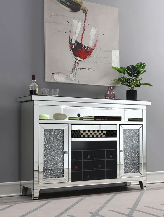 Melinda 2-door LED Mirrored Wine Storage Bar Cabinet Silver