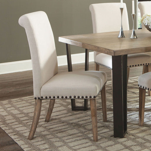 Salem Fabric Upholstered Dining Side Chair Beige (Set of 2) - Walo Furniture 