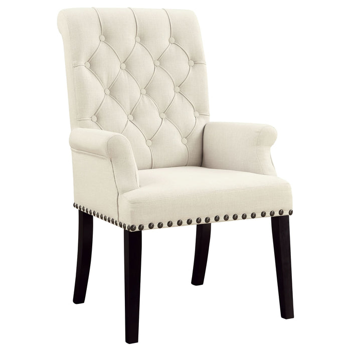 Alana Fabric Upholstered Dining Arm Chair Beige - Walo Furniture 