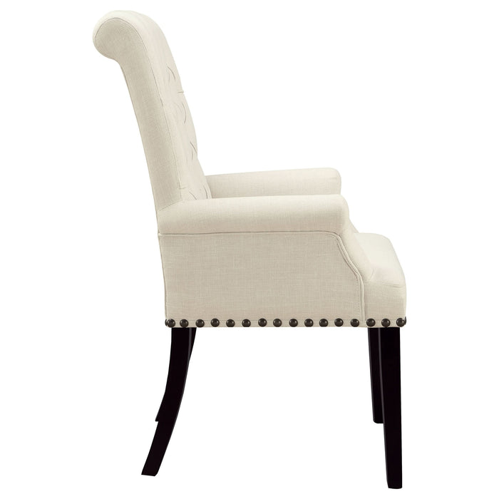 Alana Fabric Upholstered Dining Arm Chair Beige - Walo Furniture 