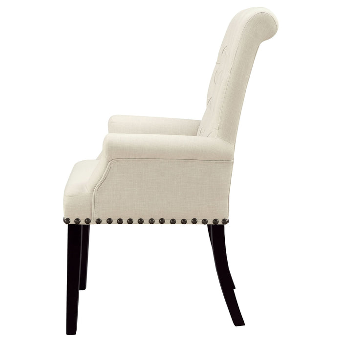 Alana Fabric Upholstered Dining Arm Chair Beige - Walo Furniture 