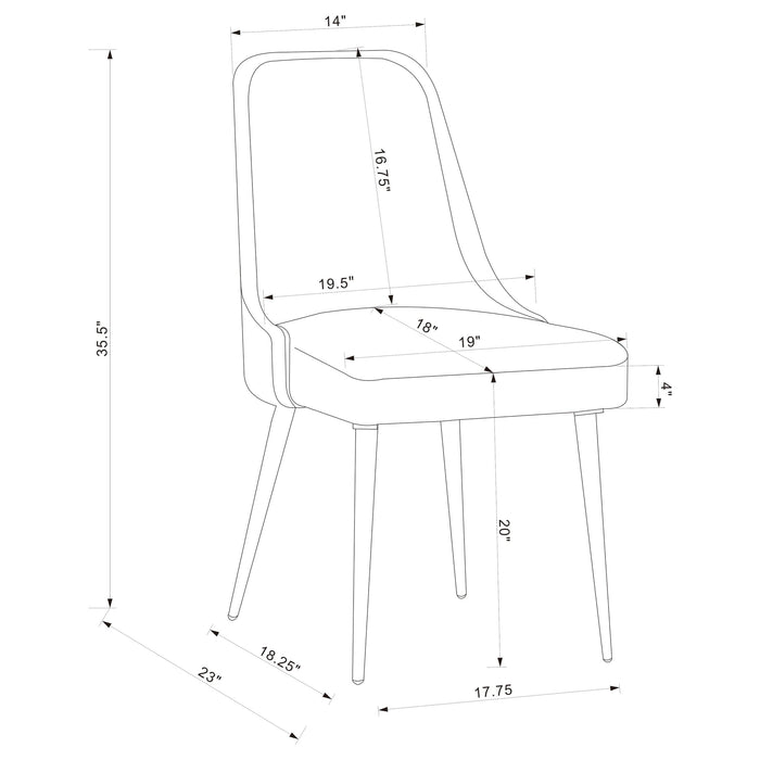 Alan Fabric Upholstered Dining Side Chair Grey (Set of 2) - Walo Furniture 