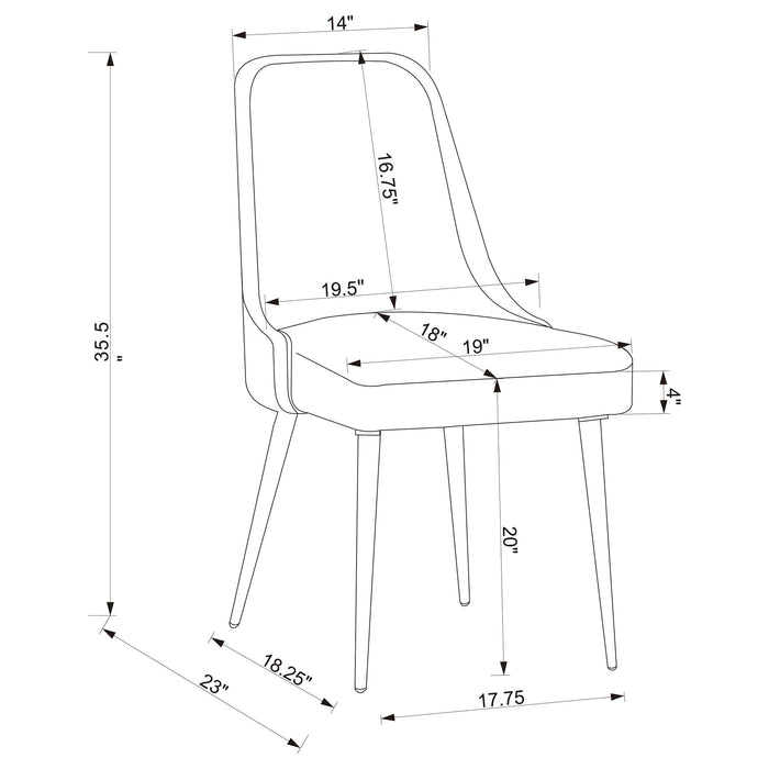 Cabianca Upholstered Dining Side Chair Grey (Set of 2) - Walo Furniture 