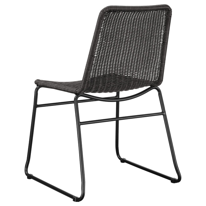 Dacy Faux Rattan Metal Dining Side Chair Brown (Set of 2)