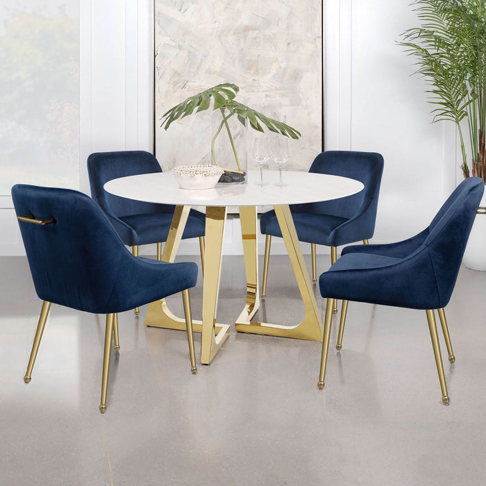 Mayette Upholstered Dining Side Chair Blue (Set of 2) - Walo Furniture 