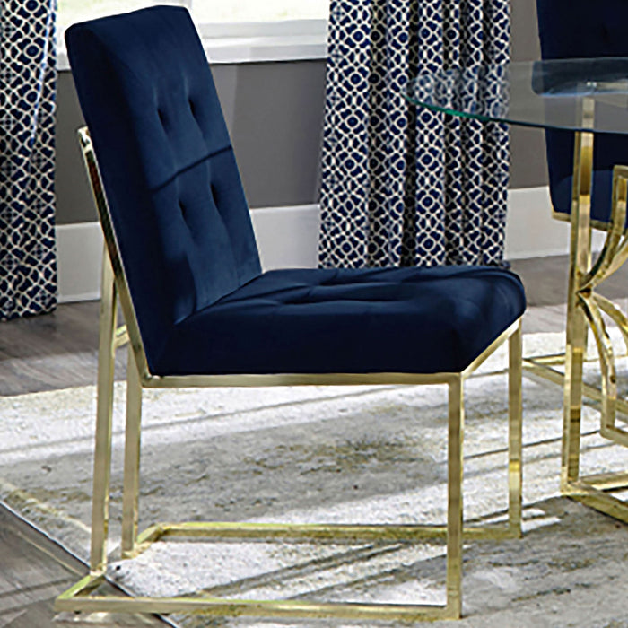 Cisco Velvet Upholstered Dining Side Chair Gold (Set of 2) - Walo Furniture 