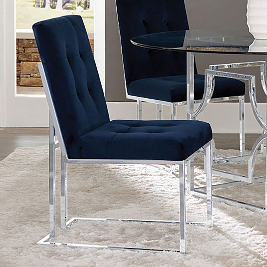 Cisco Velvet Upholstered Dining Side Chair Chrome (Set of 2) - Walo Furniture 