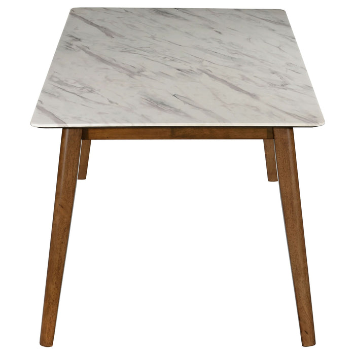 Everett Rectangular 63-inch Faux Marble Dining Table White - Walo Furniture 