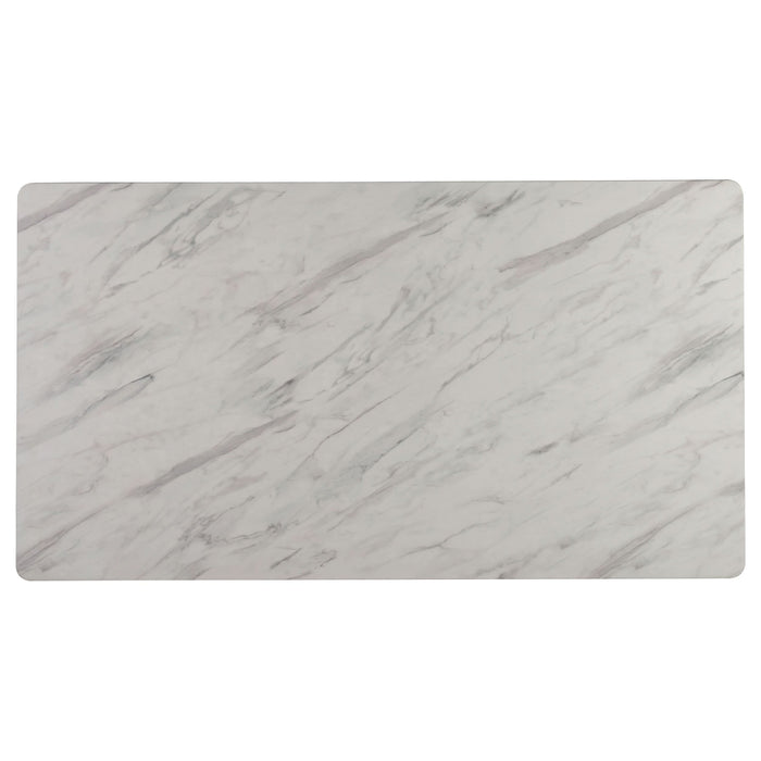 Everett Rectangular 63-inch Faux Marble Dining Table White - Walo Furniture 