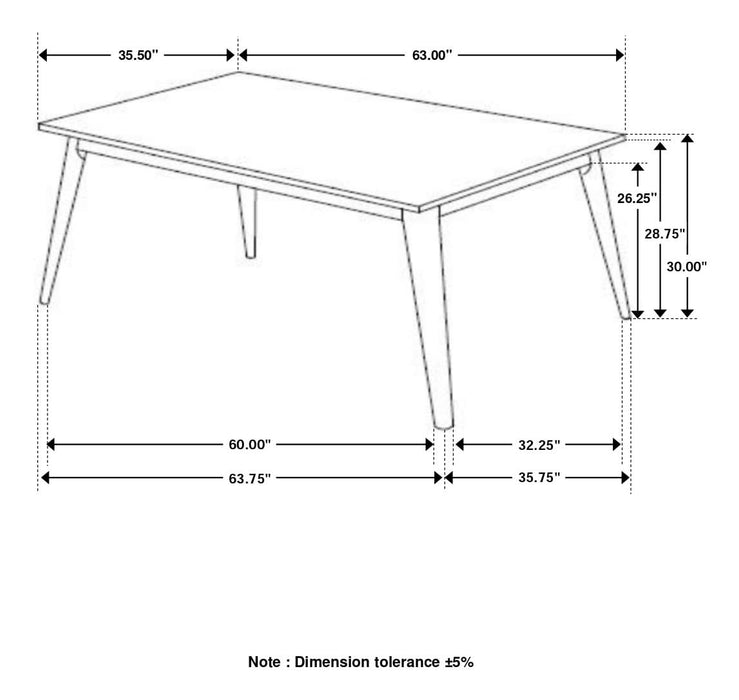 Everett Rectangular 63-inch Faux Marble Dining Table White - Walo Furniture 