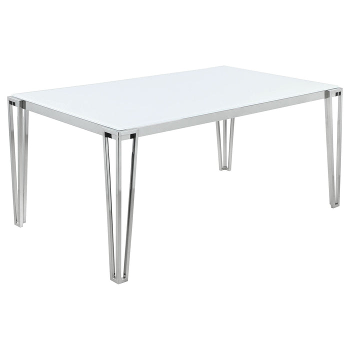 Pauline Rectangular 64-inch Glass Top Dining Table Chrome - Walo Furniture 